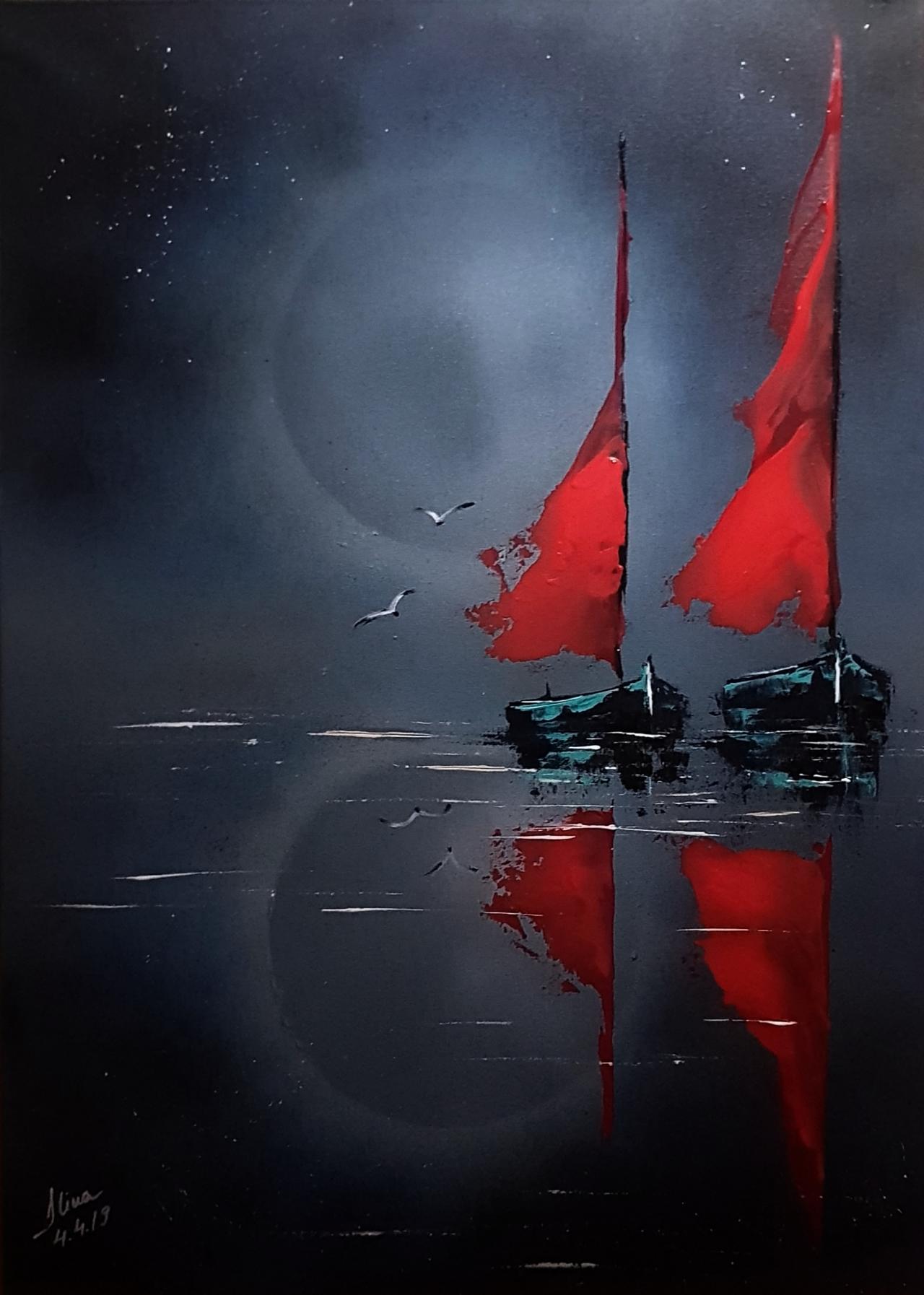 ArteDiAlina.com painting: Grey moon